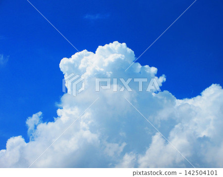 A breathtaking scene of a bright blue summer sky and white clouds (photographed July-August 2026) 142504101