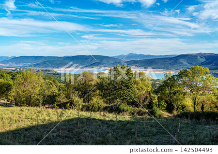 The Yesa Reservoir in Navarre, Aragon, Spain. It was formed by the damming of the Aragon River The Yesa Reservoir in Navarre, Aragon, Spain. It was formed by the damming of the Aragon River 142504493