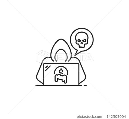 AML anti money laundering icon with hacker, laptop, illicit money and crime alert. Minimal outline symbol for financial security, anti fraud systems, compliance training and cybercrime prevention AML anti money laundering icon with hacker, laptop, illicit money and crime alert. Minimal outline symbol for financial security, anti fraud systems, compliance training and cybercrime prevention 142505004