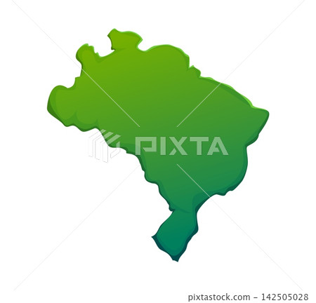 Cartoon green silhouette of Brazil territory with smooth rounded borders. Modern Brazil country map shape for travel infographics, carnival events decor and South America educational materials Cartoon green silhouette of Brazil territory with smooth rounded borders. Modern Brazil country map shape for travel infographics, carnival events decor and South America educational materials 142505028