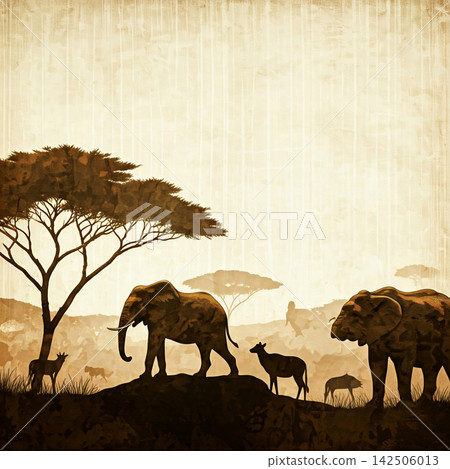 vintage background with deer 142506013