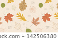 Hand Drawn Autumn Leaves Pattern, Fall Botanical Background 142506380