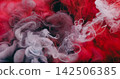 Color dye cloud. Underwater paint drop. Defocused red purple bright droplets water pigment wet texture spreading on abstract art vibrant background. 142506385