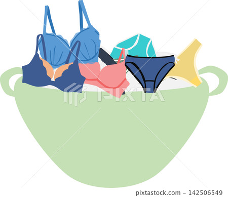 An illustration of washing underwear. An illustration of washing underwear. 142506549
