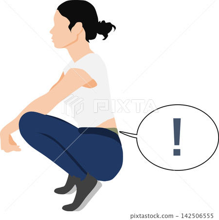 An illustration of underwear peeking out when bending over. An illustration of underwear peeking out when bending over. 142506555