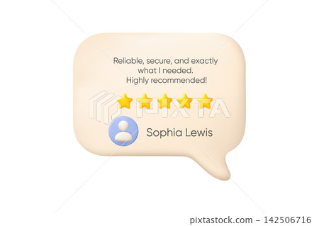 3d testimonial speech bubble with five star rating customer review and feedback 3d testimonial speech bubble with five star rating customer review and feedback 142506716