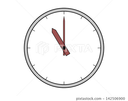 An illustration icon of an analog clock showing 11 o'clock. An illustration icon of an analog clock showing 11 o'clock. 142506900