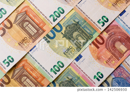 Paper cash euro as a means of payment and exchange in Europe. Euro banknotes 142506930