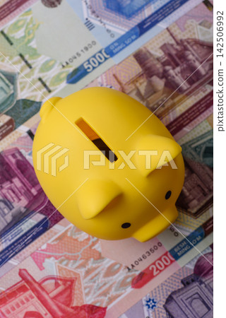A piggy bank as a concept for storing, accumulating, and saving financial resources. A piggy bank A piggy bank as a concept for storing, accumulating, and saving financial resources. A piggy bank 142506992