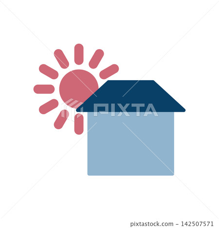 An icon depicting a house bathed in sunlight. An icon depicting a house bathed in sunlight. 142507571
