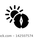 圖示包含太陽和指南針，象徵陽光普照的方向。 142507574