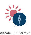 圖示包含太陽和指南針，象徵陽光普照的方向。 142507577