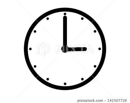 A simple analog clock icon illustration showing 3 o'clock. A simple analog clock icon illustration showing 3 o'clock. 142507726