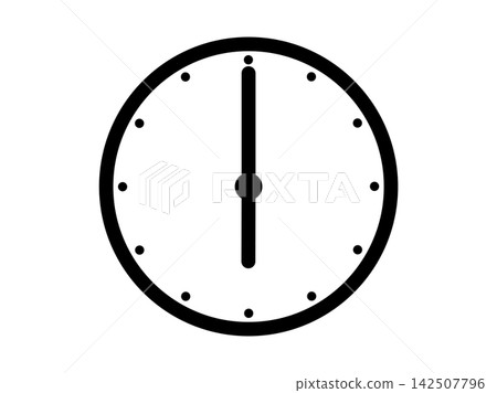 A simple analog clock icon illustration showing 6 o'clock. A simple analog clock icon illustration showing 6 o'clock. 142507796