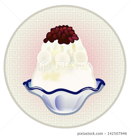 Illustration of shaved ice with a circular background 142507946