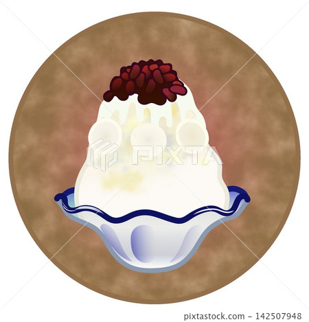 圓形背景的刨冰插圖 圓形背景的刨冰插圖 142507948