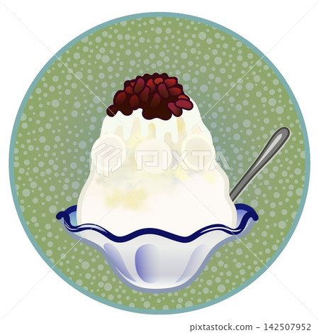Illustration of shaved ice with a circular background 142507952