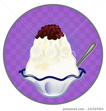 Illustration of shaved ice with a circular background Illustration of shaved ice with a circular background 142507954