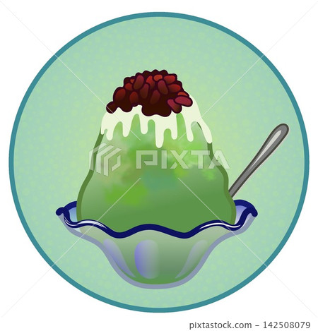 Illustration of shaved ice with a circular background 142508079