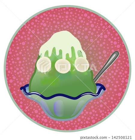 Illustration of shaved ice with a circular background Illustration of shaved ice with a circular background 142508121