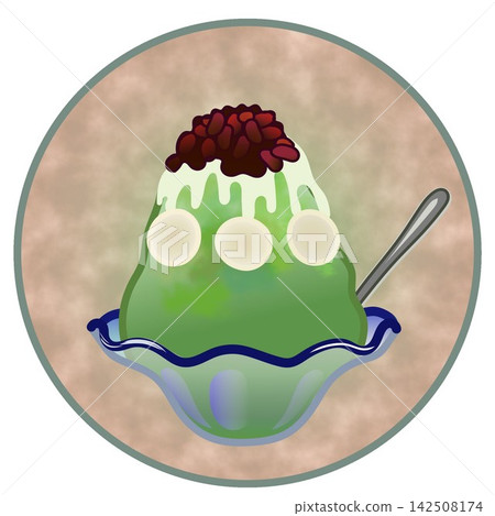 Illustration of shaved ice with a circular background Illustration of shaved ice with a circular background 142508174