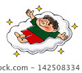 一個男孩睡在雲朵上 142508334