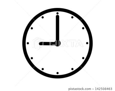 A simple analog clock icon illustration showing 9 o'clock. A simple analog clock icon illustration showing 9 o'clock. 142508463