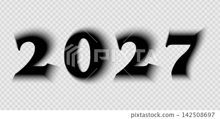 2027 number vector with soft blurred drop shadow on transparent background, black paper cutout typography for happy new year 2027 banner and calendar design 2027 number vector with soft blurred drop shadow on transparent background, black paper cutout typography for happy new year 2027 banner and calendar design 142508697