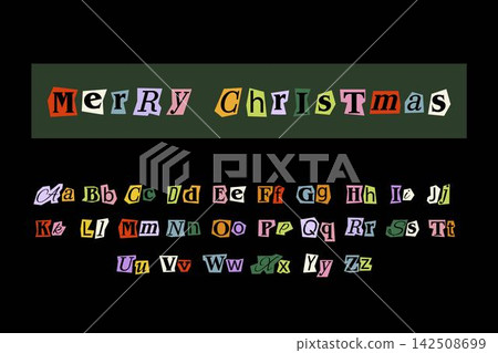 Colorful Magazine Cutout Alphabet with Merry Christmas Colorful Magazine Cutout Alphabet with Merry Christmas 142508699