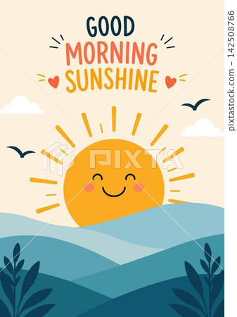 smiling sun over blue hills 142508766