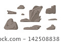 Collection of Decorative Grey Stones for Aquarium, Terrarium and Landscape Design. Realistic Rock Set Isolated on White Background for Natural Decoration, Aquascaping or Diorama Scenestor illustration 142508838