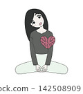 An illustration of a woman whose mind has been broken by despair or great shock (at her mental limit). 142508909