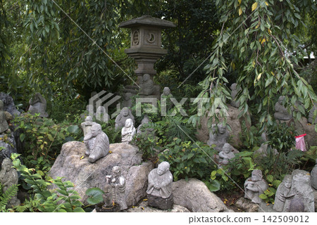 大和市常泉寺的夏園:一組靜靜佇立的石佛像。 大和市常泉寺的夏園:一組靜靜佇立的石佛像。 142509012