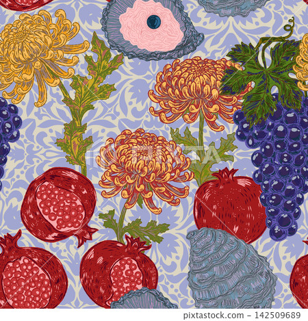 seamless pattern with raspberries and wild strawberries seamless pattern with raspberries and wild strawberries 142509689