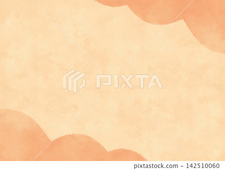 Cute watercolor-style illustration of fluffy clouds at sunset 142510060