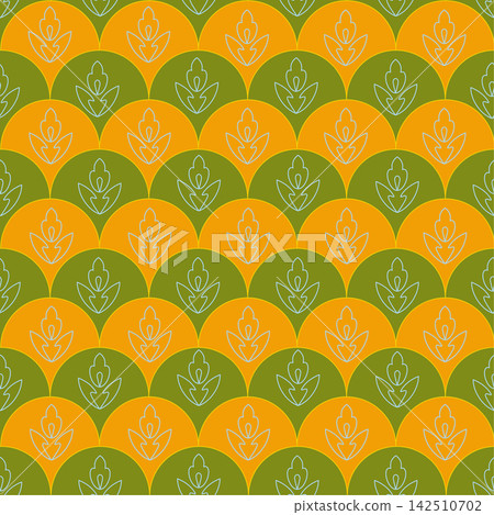 Summer abstract geometric semicircle seamless pattern. Stylish monochrome ornament. Perfect for textile, wallpaper, invitation and poster. Summer abstract geometric semicircle seamless pattern. Stylish monochrome ornament. Perfect for textile, wallpaper, invitation and poster. 142510702
