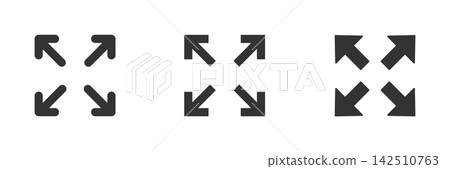 Flat Full screen icon. Expand icon symbol concept Flat Full screen icon. Expand icon symbol concept 142510763