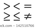 Mathematics Inequality Symbols. Formula for use Greater than, less than and equal icon set 142510766