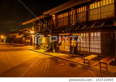 長野縣,中山道,奈良井宿的街景,夜景,夜景 長野縣,中山道,奈良井宿的街景,夜景,夜景 142510994