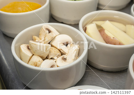 group of vegetables before preparation on the chef's table group of vegetables before preparation on the chef's table 142511397