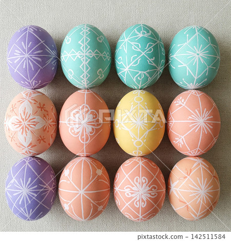 colorful easter eggs on black background colorful easter eggs on black background 142511584