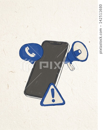 Digital communication alert illustration with illustration smartphone surrounded Digital communication alert illustration with illustration smartphone surrounded 142511680