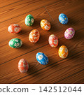 easter seamless eggs on a wooden background 142512044