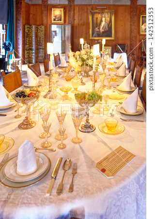 Lavish Historic Banqueting Table Setting at Castle Drogo Lavish Historic Banqueting Table Setting at Castle Drogo 142512353