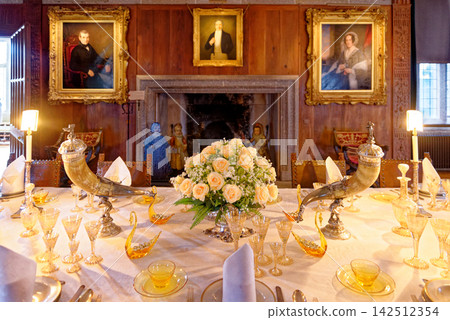 Lavish Historic Banqueting Table Setting at Castle Drogo Lavish Historic Banqueting Table Setting at Castle Drogo 142512354
