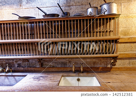 Traditional Wooden Plate Rack and Scullery Sinks in Castle Traditional Wooden Plate Rack and Scullery Sinks in Castle 142512381