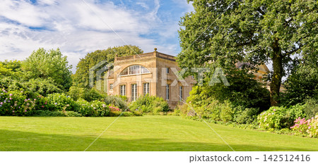 South Wing of Palladian Stourhead House Framed by Summer Lawns and Trees South Wing of Palladian Stourhead House Framed by Summer Lawns and Trees 142512416