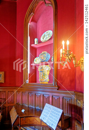 The Drawing Room or Great Hall Interior with Bear Motif Carpet at Knightshayes Court 142512461
