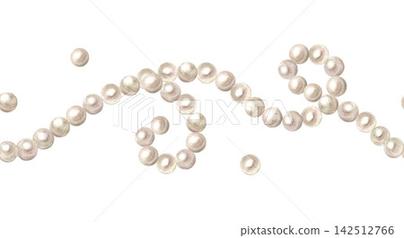 Seamless natural pearl border strand forming graceful wave scroll pattern. Hand drawn watercolor illustration isolated on. Luxury realistic watercolor jewelry art design element for wedding craft Seamless natural pearl border strand forming graceful wave scroll pattern. Hand drawn watercolor illustration isolated on. Luxury realistic watercolor jewelry art design element for wedding craft 142512766
