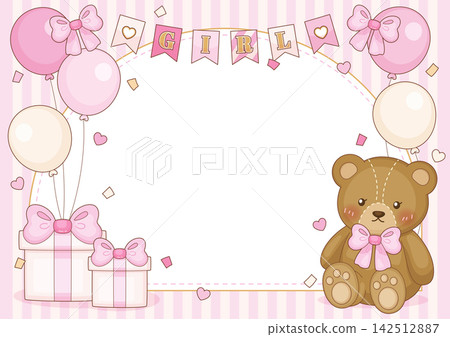 girl gender party rectangle frame girl gender party rectangle frame 142512887